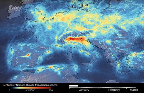Qualité de l'air e, Italie en janvier 2020